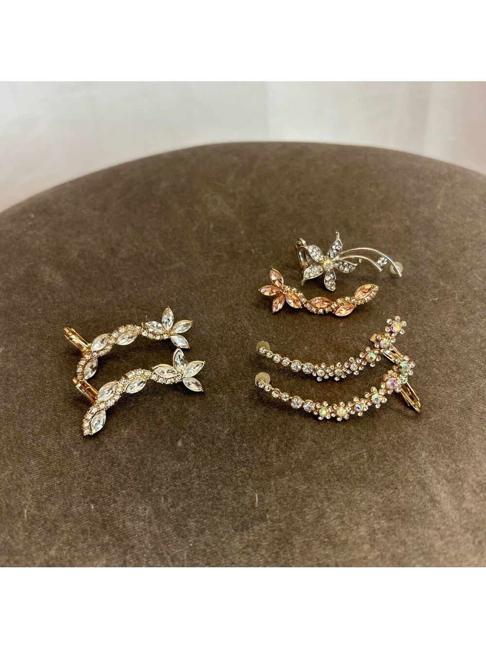 Bundle of ear wrap cuffs ear jackets ear sleeves rhinestone sparkly earrings